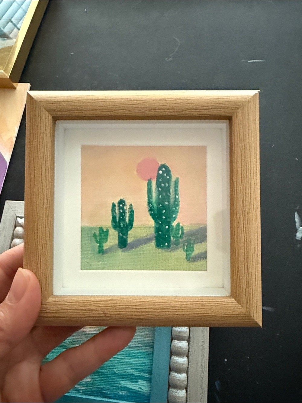 Framed Green Cactus Desert Art Print - Home Accents